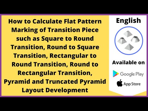 How to calculate flat pattern marking of Transition Layout of Square to Round shape|English|Let&#039;sFab